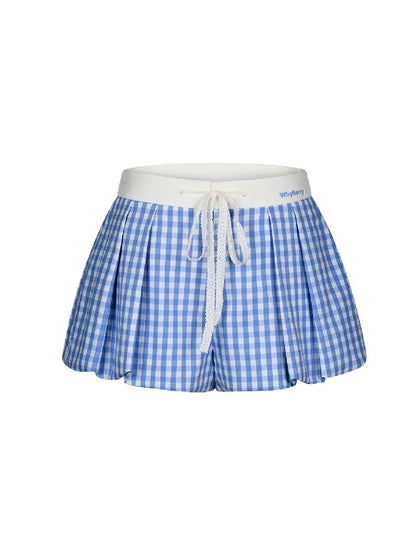 A-Line Shorts Peplum Plaid Pants【s0000011968】