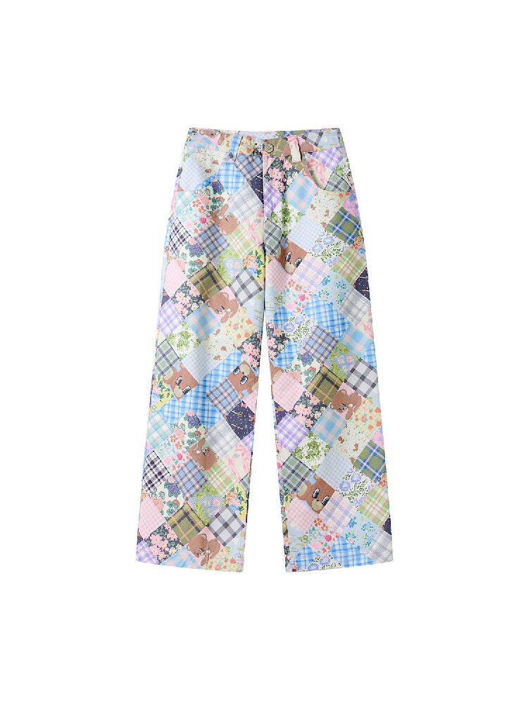 Vintage Bear Floral Patchwork Pants【s0000018721】