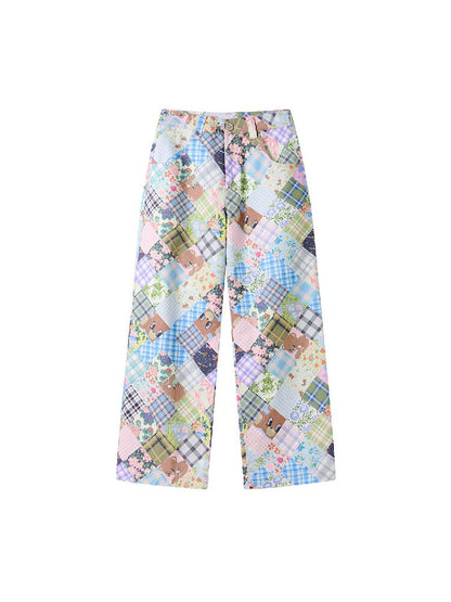 Vintage Bear Floral Patchwork Pants【s0000018721】