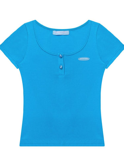 Blues Sweetheart U Neck Short T Shirt【s0000017258】