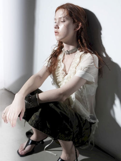 Multi-Layer Ruffled Irregular Hem “Jellyfish” Shirt【s0000012831】