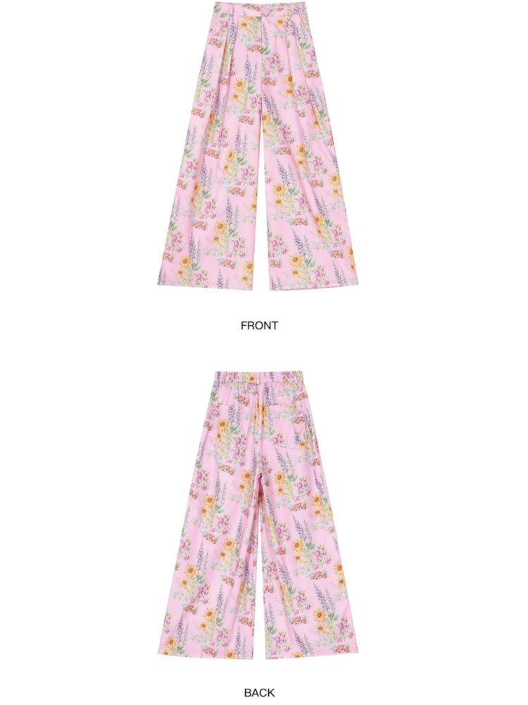 Pink Flower Wide Leg Pants [S0000010031]