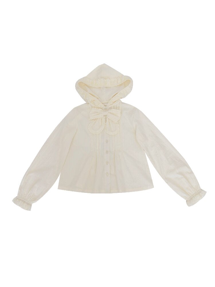 Lace Detachable Bow Pleated Shirt【s0000016501】