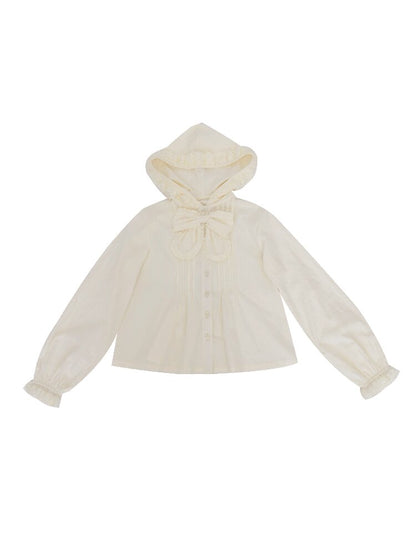 Lace Detachable Bow Pleated Shirt【s0000016501】