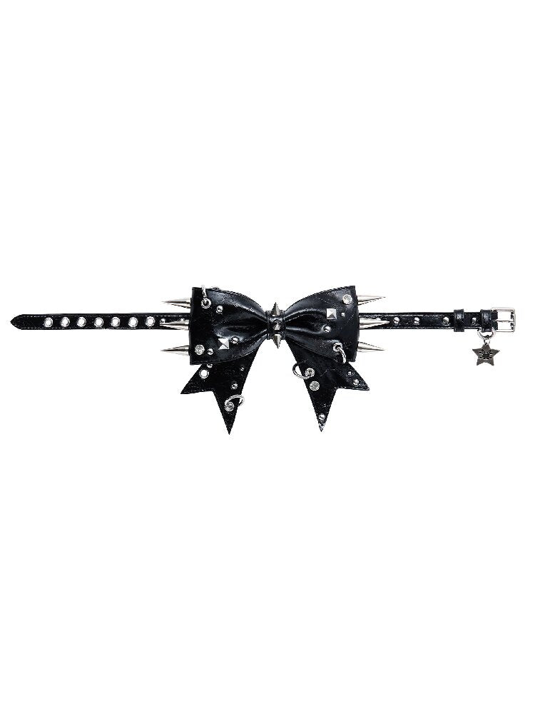 Rivet Metal Decoration Bow Collar【s0000016497】
