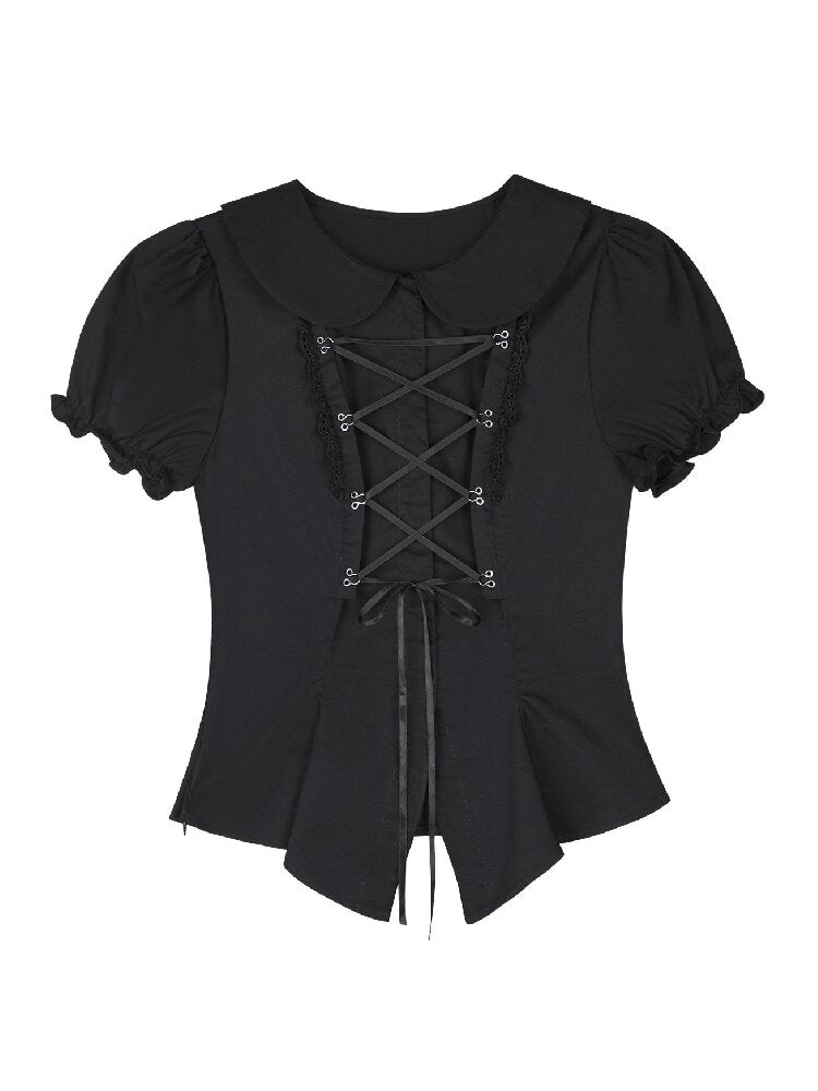 Strappy Puff Sleeve Shirt Top【s0000017272】