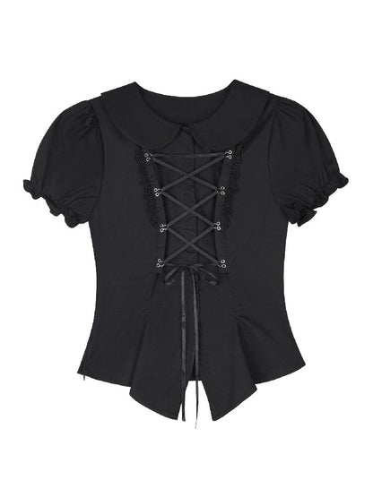 Strappy Puff Sleeve Shirt Top【s0000017272】