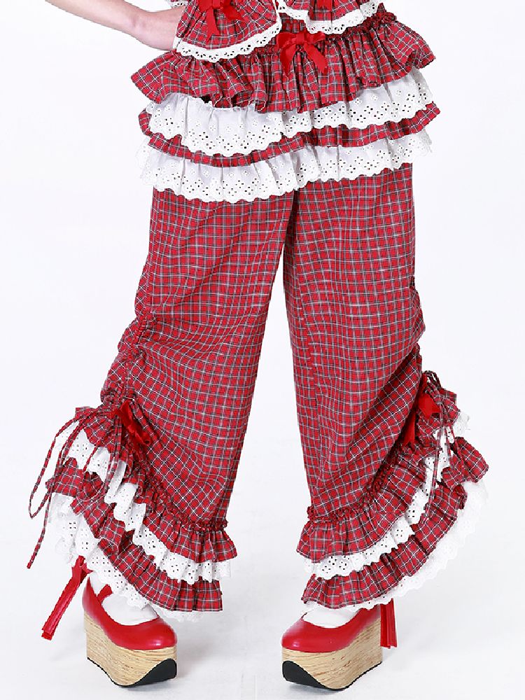 Retro Red Plaid Trousers【s0000012192】