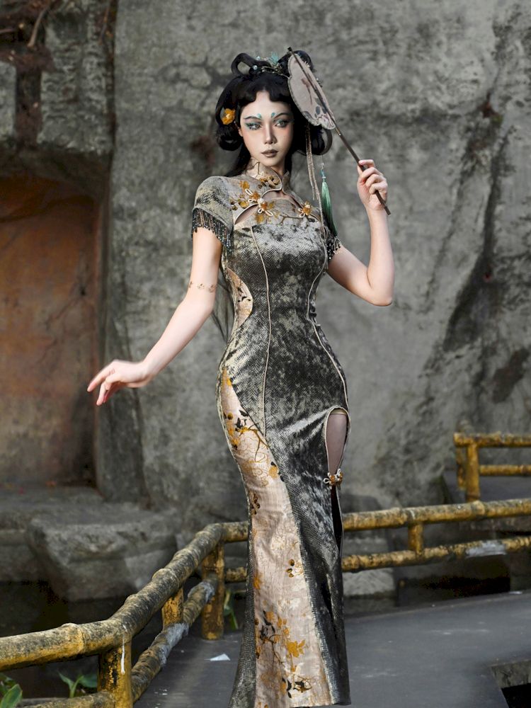 Slim Fishtail Long Slit Cheongsam Dresses【s0000006631】
