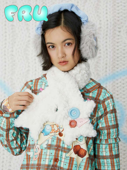 Star Y2K Plush Versatile Two-Tone Scarf【s0000014855】