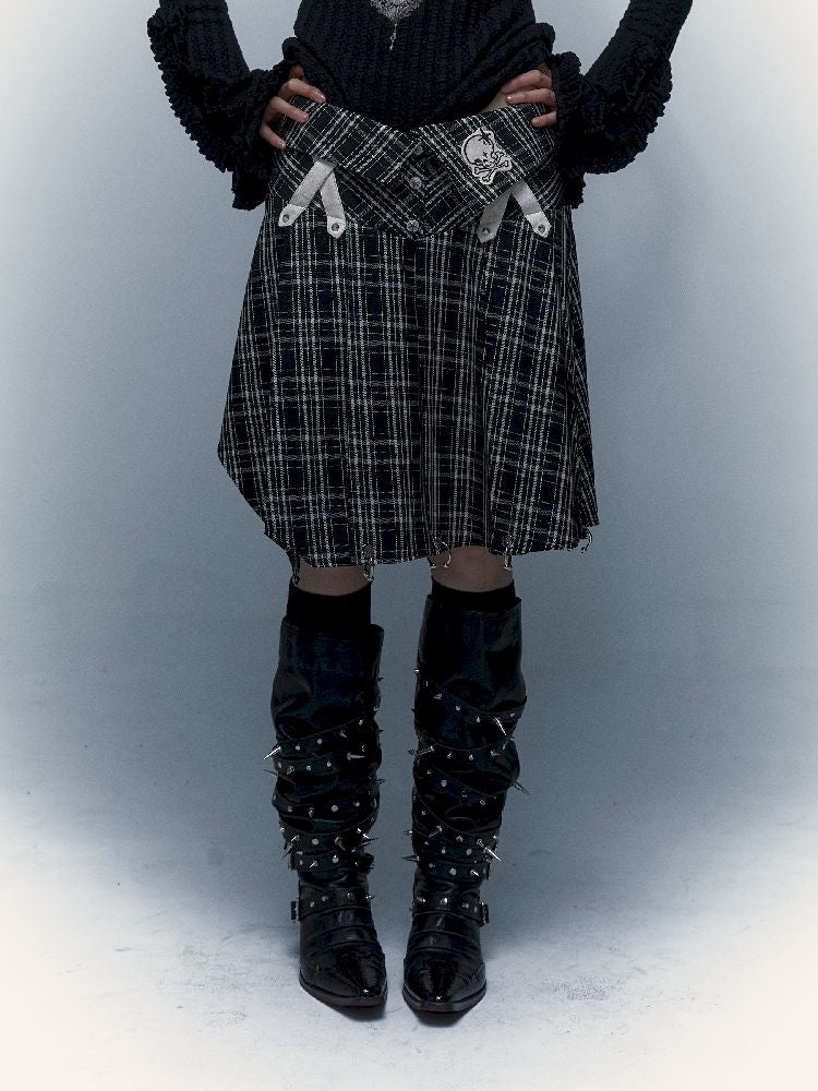 Peplum irregular pleated bustier midi skirt【s0000005970】