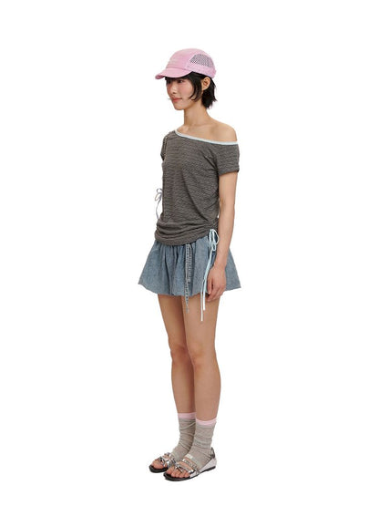 Drawstring Short Sleeve T-Shirt【s0000012496】