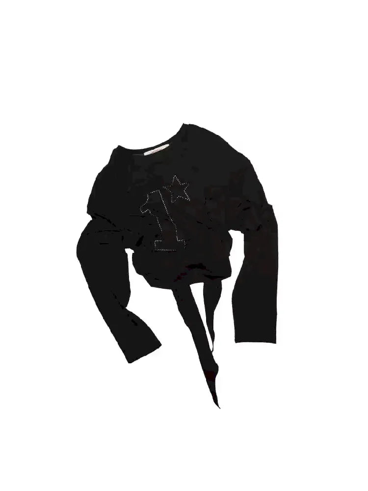 스터드 둥근 목이 긴 소매 티셔츠 [S0000011610]