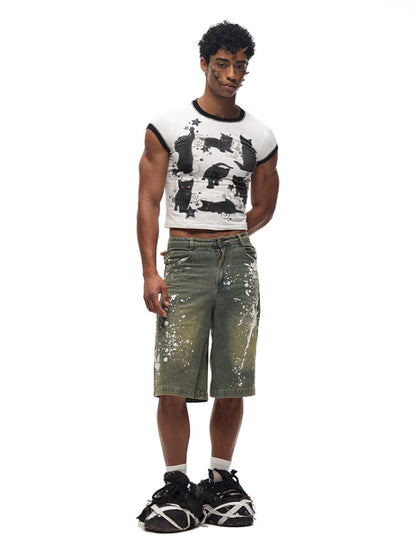 Black Cat Print Short Sleeve T-Shirt【s0000012587】