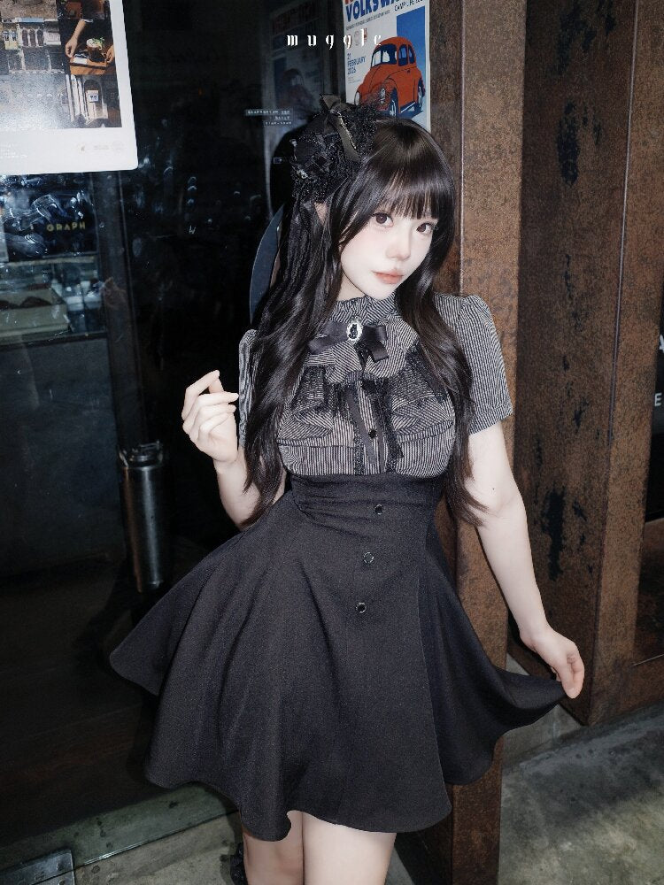 French Stripe Panel A-Line Dress【s0000016937】