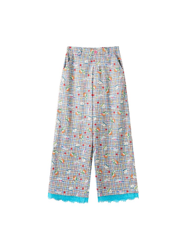 Plaid Low-Rise Lace Apron Pants【s0000018367】