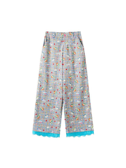 Plaid Low-Rise Lace Apron Pants【s0000018367】
