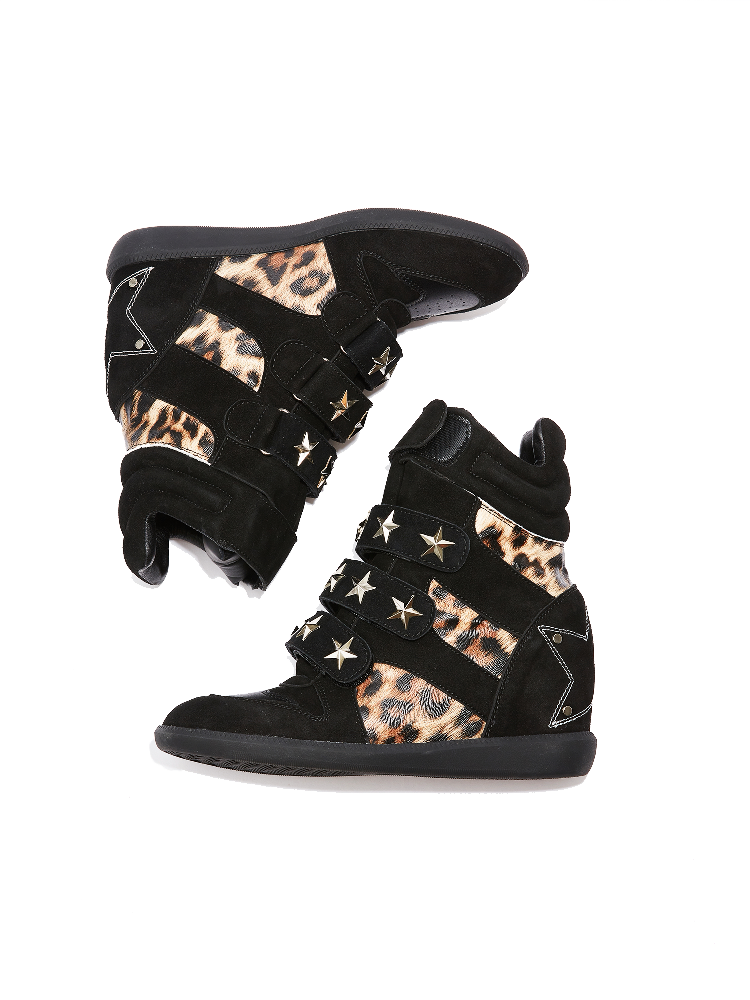 Vintage Leopard Leather High Top Sneakers【s0000018194】