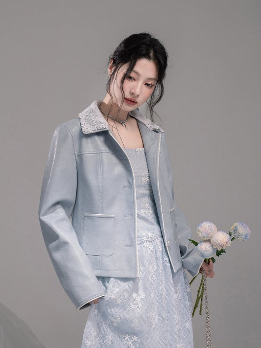 Detachable Lace Waist Leather Jacket【s0000015745】