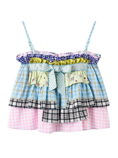 Plaid Bow Camisole Tank Skirt【s0000017118】