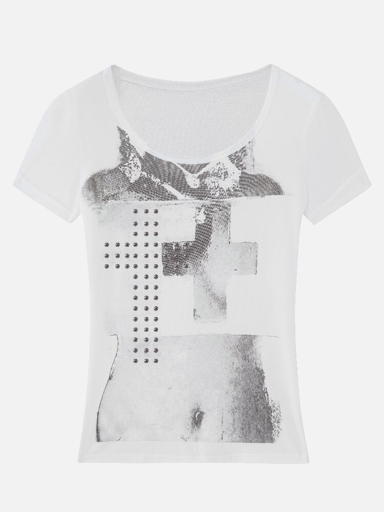 Punk Stud Portrait Modal Top【s0000018113】