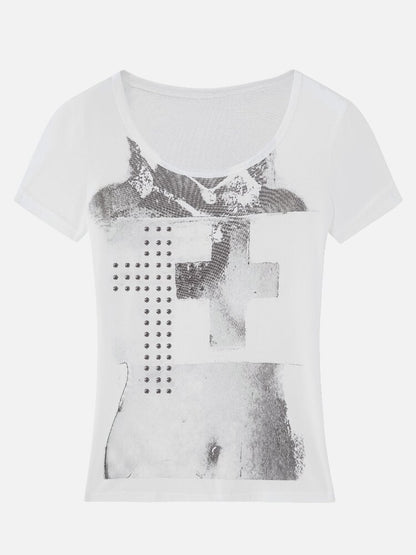 Punk Stud Portrait Modal Top【s0000018113】
