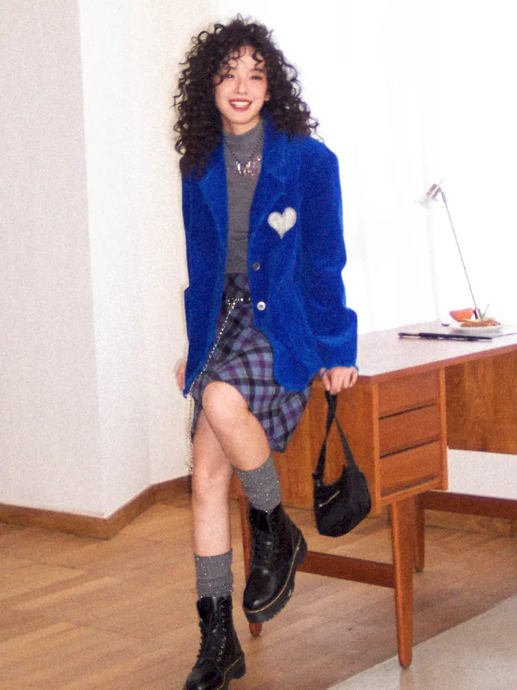 Retro British-Style Corduroy Embroidered Blazer【s0000013998】