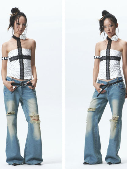 Strapless halter neck tank top and skirt【s0000012680】