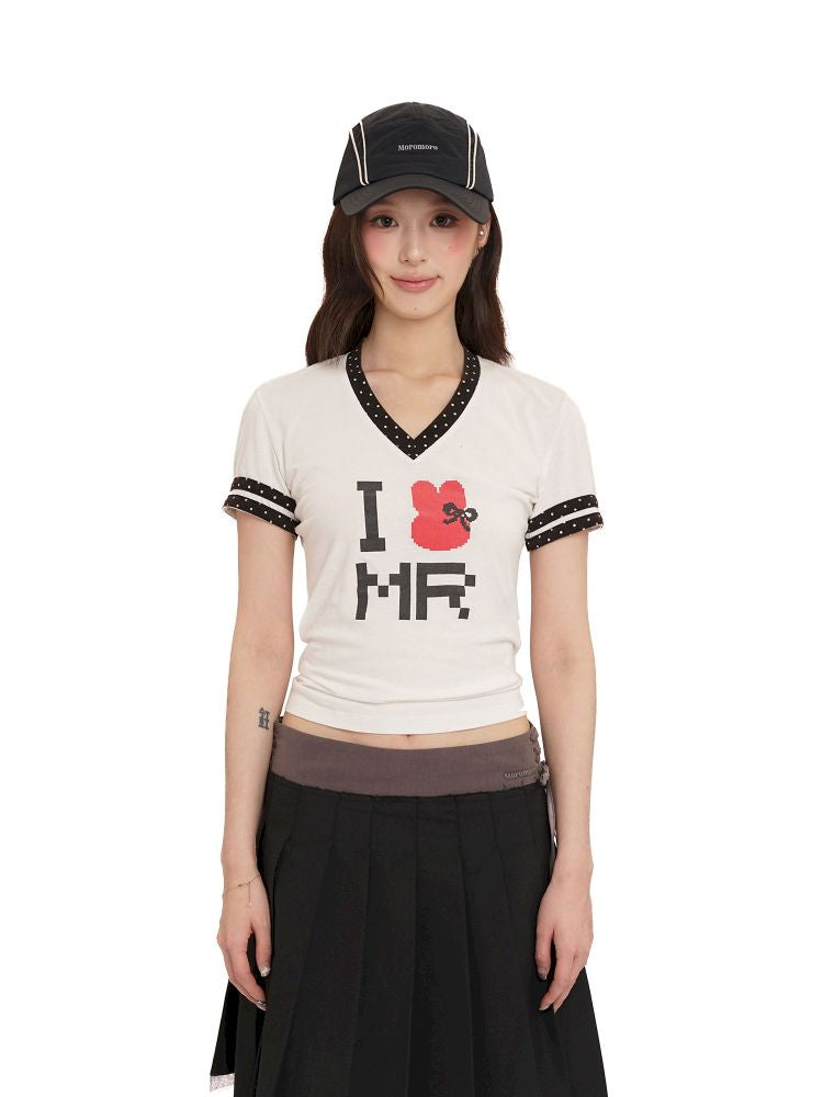 V-Neck Tight-Fitting T-Shirt【s0000012558】