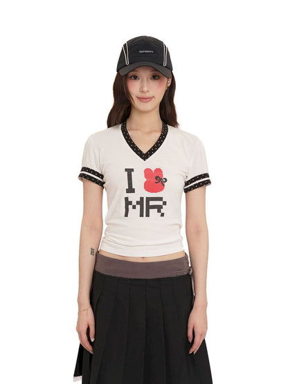 V-Neck Tight-Fitting T-Shirt【s0000012558】
