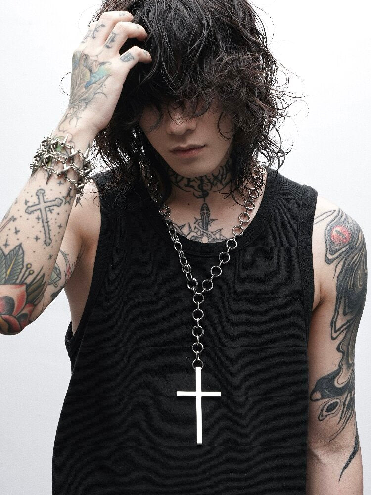Silver Contract Heavy Cross Necklace【s0000018987】