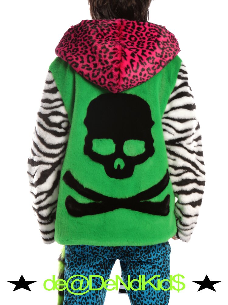 Neon Leopard Skull Patchwork Coat【s0000019279】