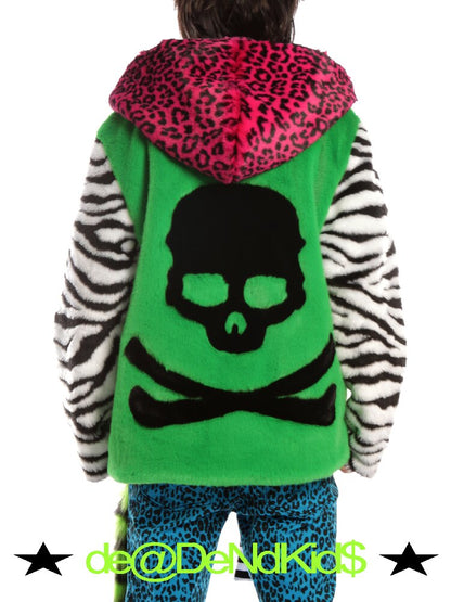 Neon Leopard Skull Patchwork Coat【s0000019279】