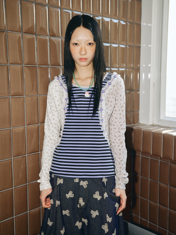 Floral Patchwork Edge Thickened Top【s0000018688】
