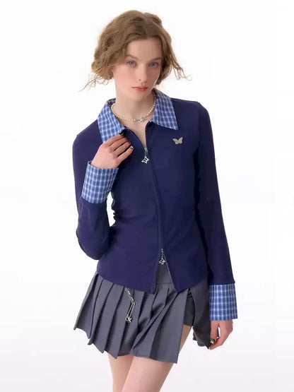 Long Sleeve Navy Blue Shirt【s0000012260】