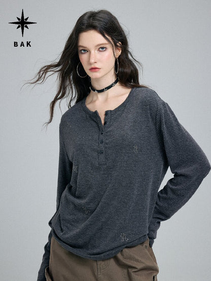 Faded Striped Hot Diamond Knit Top【s0000016260】