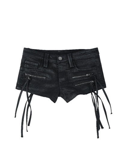 Brushed Wax Multi-Zip Tassel Shorts【s0000017147】