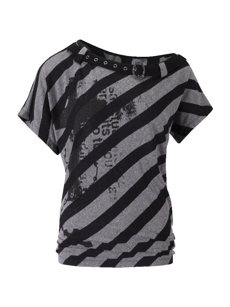 Bat Striped Graffiti Loose T-Shirt【s0000016215】