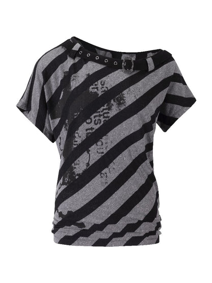 Bat Striped Graffiti Loose T-Shirt【s0000016215】