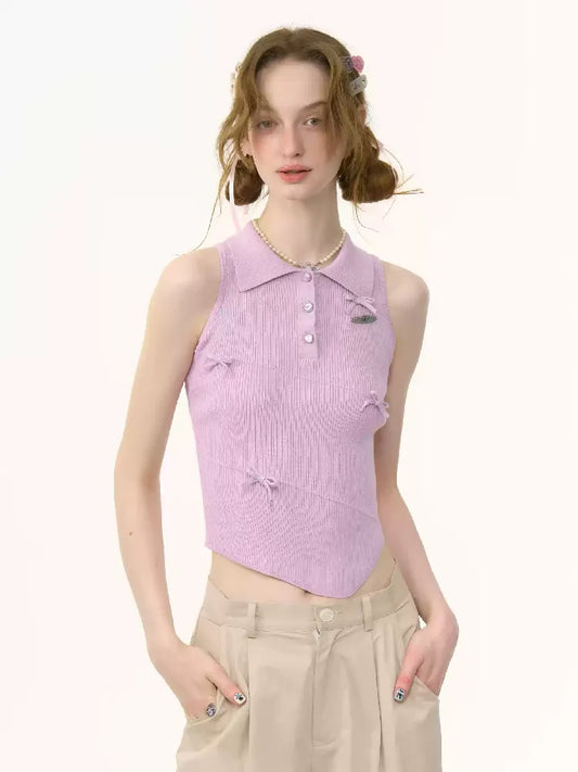 Polo Neck Bow Tank【s0000012220】