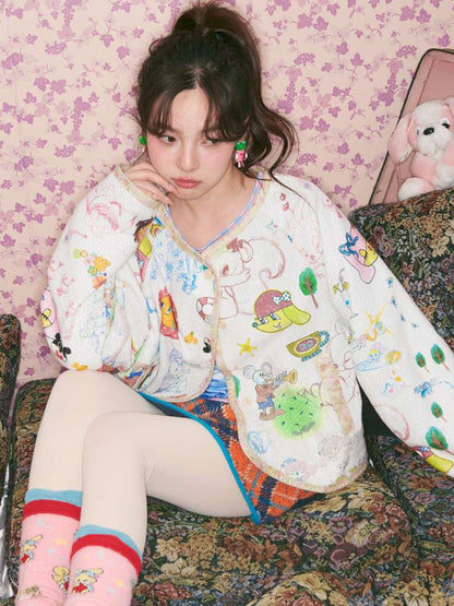 Graffiti Fleece Button Cardigan【s0000015369】