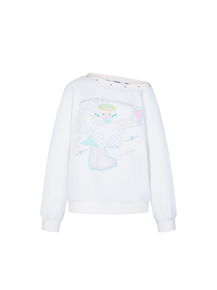 White Star Bead Shoulder Sweatshirt【s0000016384】