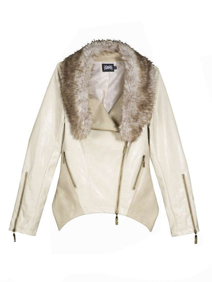 Fur Collar Stylish Slim-Fit Leather Jacket【s0000014481】