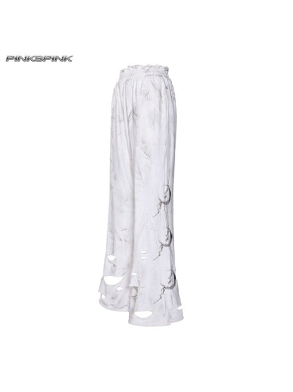 Irregular Hole Rock Punk Loose Pants【s0000012986】