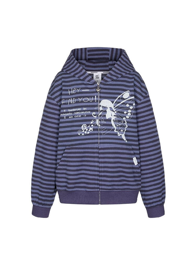 Vintage Striped Hooded Sweatshirt【s0000016380】