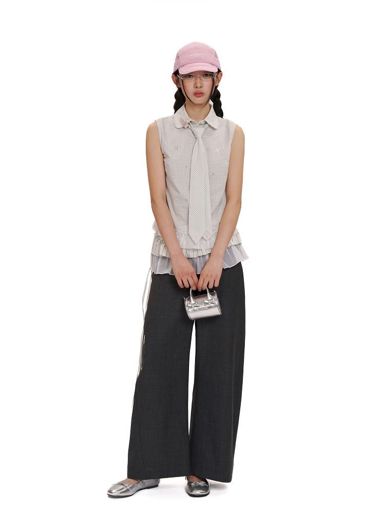 Removable tie sleeveless shirt【s0000012506】
