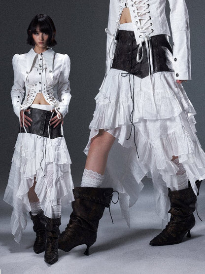Romantic Punk Lace Patchwork Skirt【s0000018005】