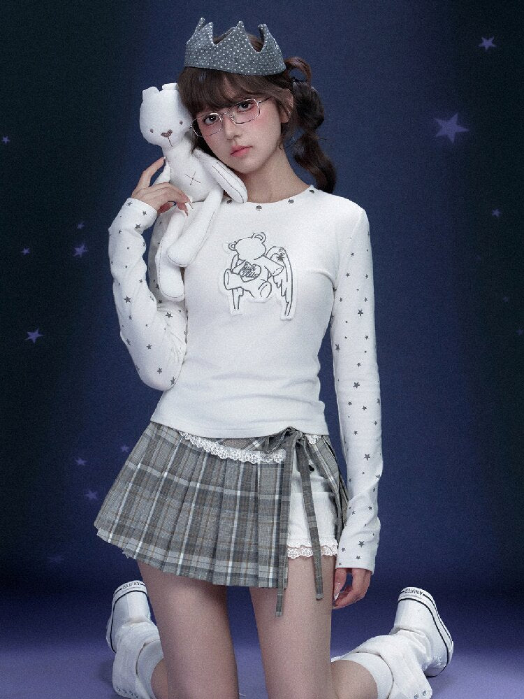 Checkered Pleated Flower Bud Skirt【s0000015765】