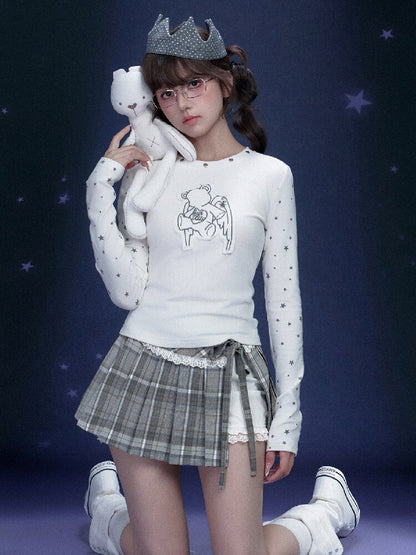 Checkered Pleated Flower Bud Skirt【s0000015765】