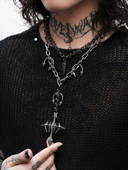 Goth Heavy Double Layered Necklace【s0000018996】